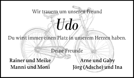 Traueranzeige von Udo  von Elmshorner Nachrichten, Barmstedter Zeitung