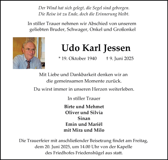 Traueranzeige von Udo Karl Jessen von Flensburger Tageblatt