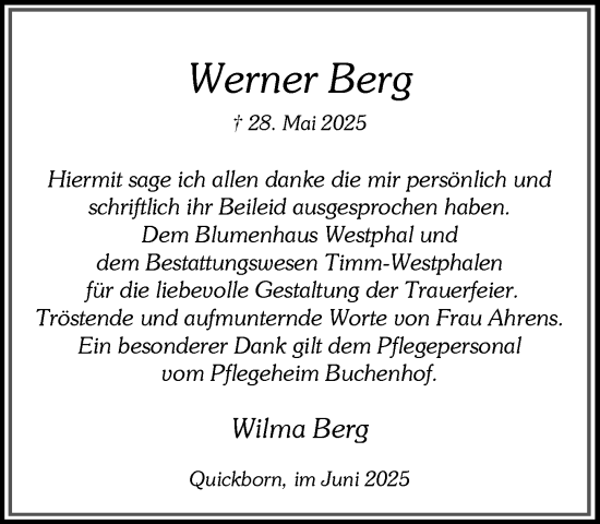 Traueranzeige von Werner Berg von Umschau