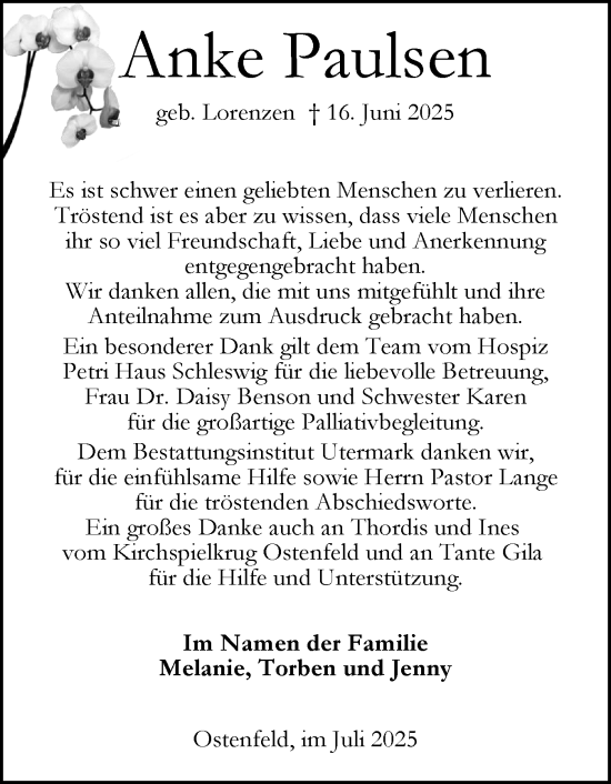 Traueranzeige von Anke Paulsen von Die WochenSchau Gesamtausgabe