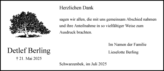 Traueranzeige von Detlef Berling von Wochenend Anzeiger