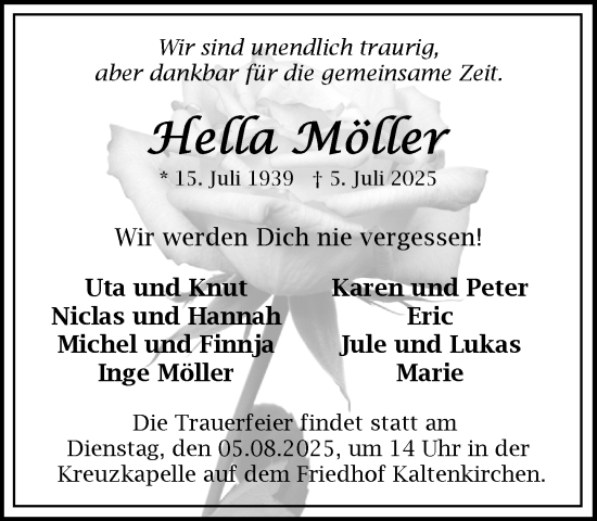 Traueranzeige von Hella Möller von Umschau