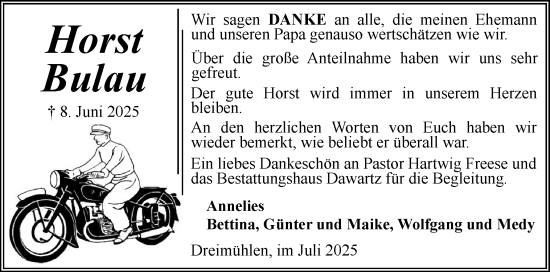 Traueranzeige von Horst Bulau von Husumer Nachrichten, Nordfriesland Tageblatt
