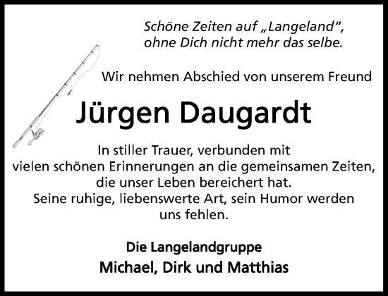 Traueranzeige von Jürgen Daugardt von Umschau