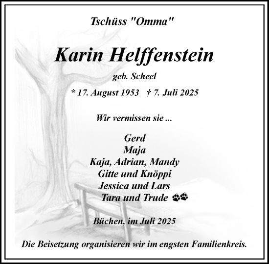Traueranzeige von Karin Helffenstein von Wochenend Anzeiger
