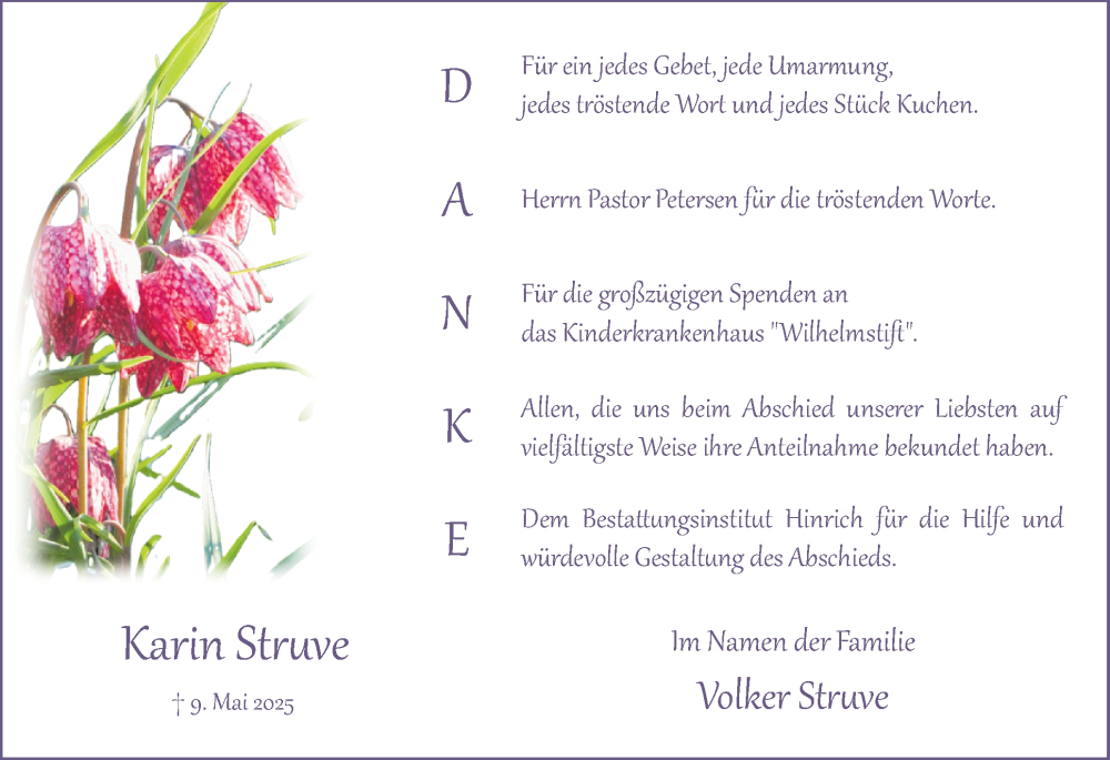  Traueranzeige für Karin Struve vom 19.07.2025 aus Uetersener Nachrichten, Der tip am Wochenende