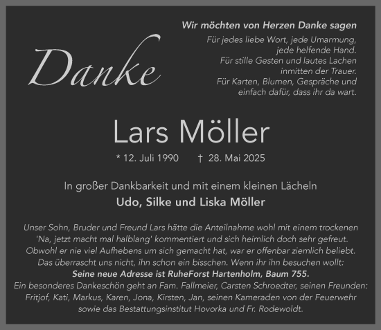 Traueranzeige von Lars Möller von Umschau