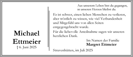 Traueranzeige von Margret Ettmeier von Umschau