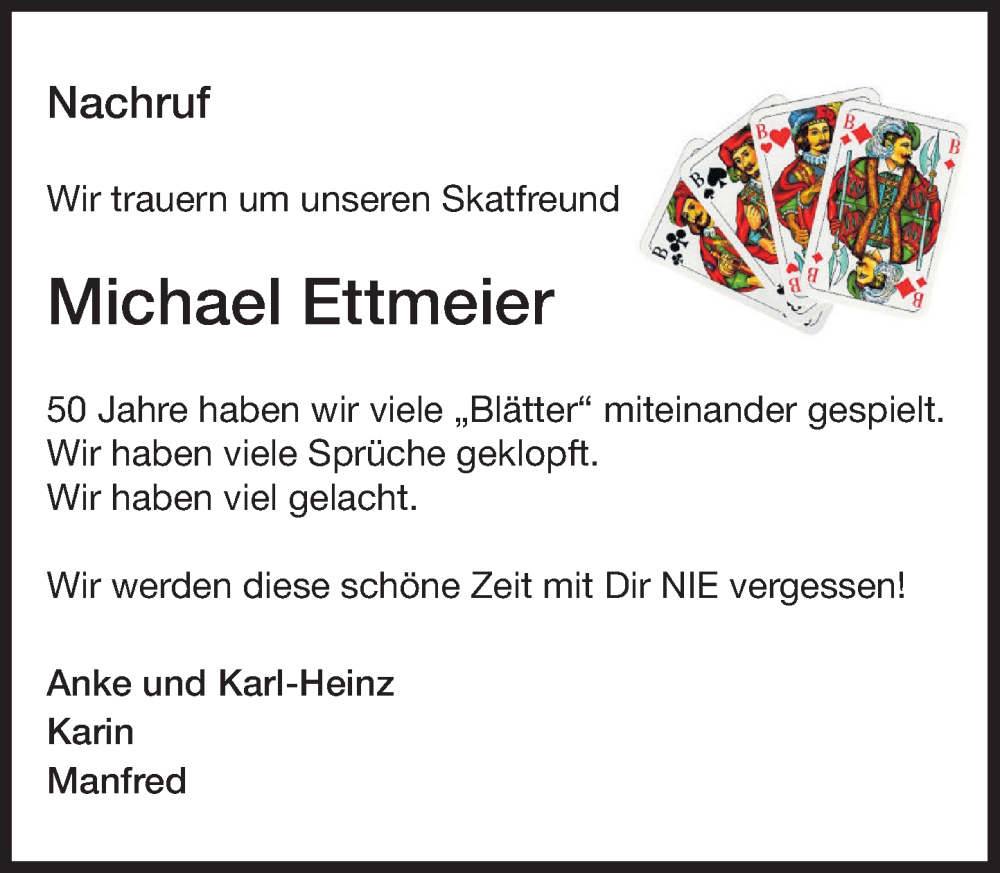  Traueranzeige für Michael Ettmeier vom 05.07.2025 aus Umschau