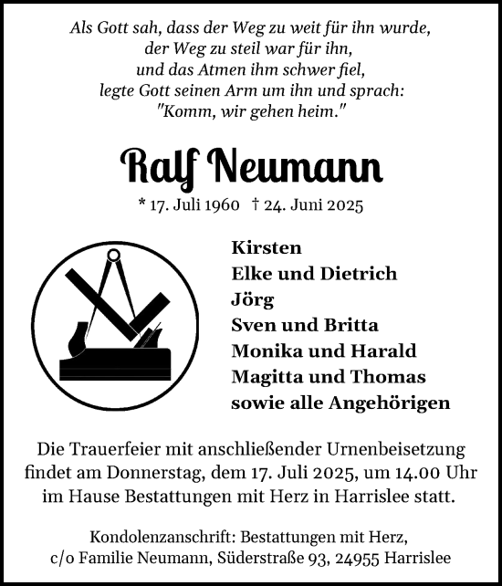 Traueranzeige von Ralf Neumann von Flensburger Tageblatt
