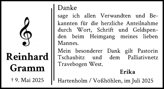 Traueranzeige von Reinhard Gramm von Umschau