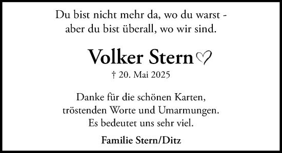 Traueranzeige von Volker Stern von MARKT Ratzeburg/Mölln