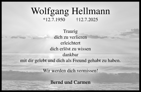 Traueranzeige von Wolfgang Hellmann von Umschau