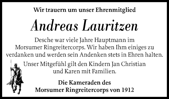Traueranzeige von Andreas Lauritzen von Sylter Rundschau