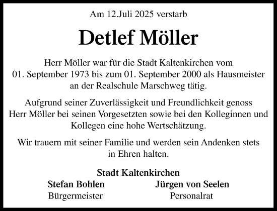 Traueranzeige von Detlef Möller von Umschau