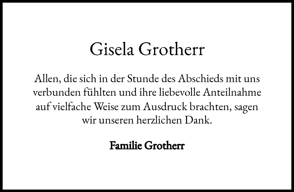  Traueranzeige für Gisela Grotherr vom 30.08.2025 aus Heimatspiegel