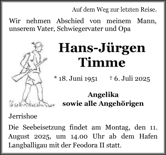 Traueranzeige von Hans-Jürgen Timme von Flensburger Tageblatt