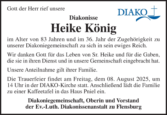 Traueranzeige von Heike König von Flensburger Tageblatt