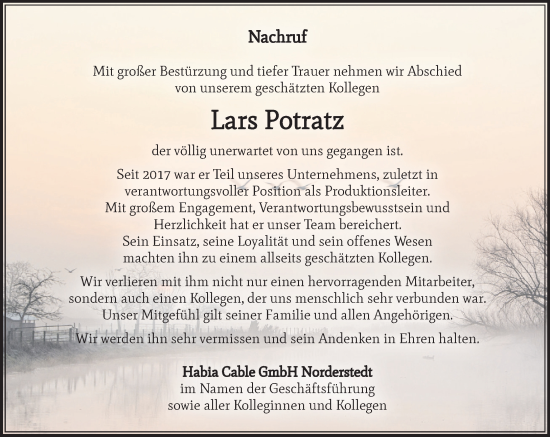 Traueranzeige von Lars Potratz von Umschau