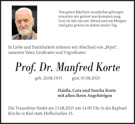 Traueranzeige von Manfred 