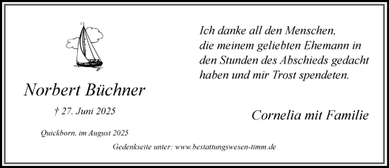 Traueranzeige von Norbert Büchner von Umschau