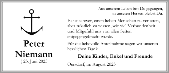 Traueranzeige von Peter Niemann von Umschau