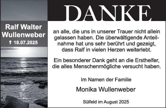 Traueranzeige von Ralf Wullenweber von MARKT Bad Oldesloe/Reinfeld, MARKT Ahrensburg/Bargteheide/Trittau und Stormarner Tageblatt