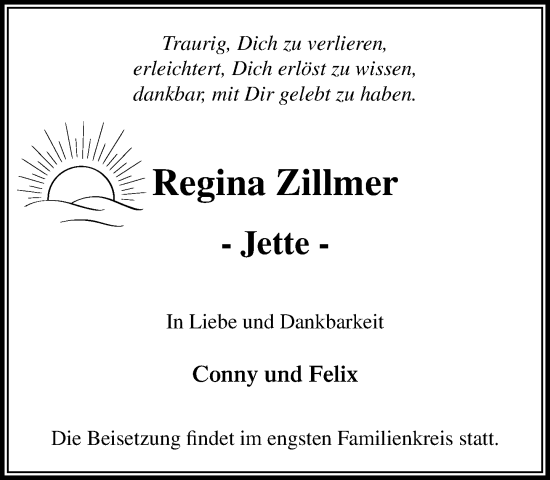 Traueranzeige von Regina Zillmer von MARKT Ratzeburg/Mölln