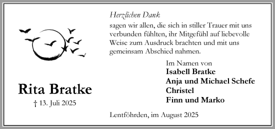 Traueranzeige von Rita Bratke von Umschau