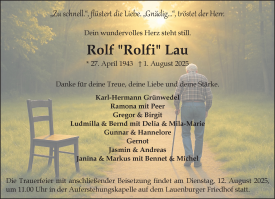 Traueranzeige von Rolf Lau von Wochenend Anzeiger