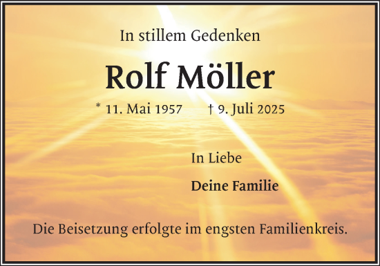 Traueranzeige von Rolf Möller von Eckernförder Zeitung, Hallo Eckernförde