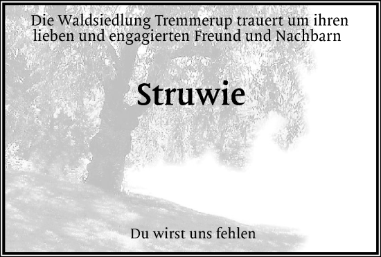 Traueranzeige von Reinhold Struwe von Flensburger Tageblatt