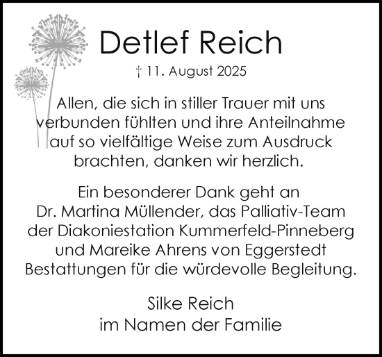 Traueranzeige von Detlef Reich von Region Pinneberg und tip Pinneberg