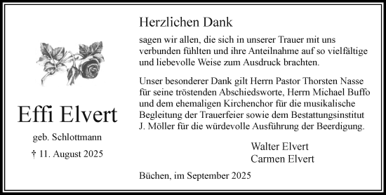 Traueranzeige von Effi Elvert von Wochenend Anzeiger
