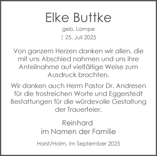 Traueranzeige von Elke Buttke von Region Pinneberg und tip Pinneberg