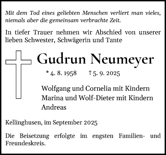 Traueranzeige von Gudrun Neumeyer von Norddeutsche Rundschau, Wilstersche Zeitung, Glückstädter Fortuna