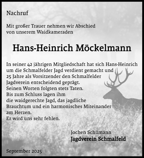 Traueranzeige von Hans-Heinrich Möckelmann von Umschau