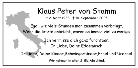Traueranzeige von Klaus Peter von Stamm von Uetersener Nachrichten, Der tip am Wochenende