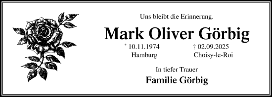 Traueranzeige von Mark Oliver Görbig von Umschau