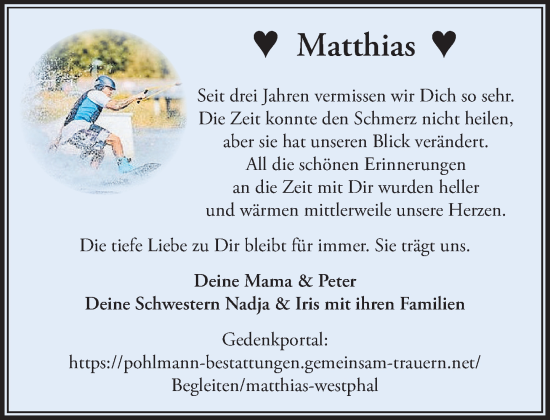 Traueranzeige von Matthias  von Heimatspiegel
