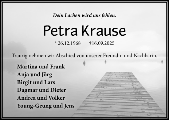 Traueranzeige von Petra Krause von Wochenend Anzeiger