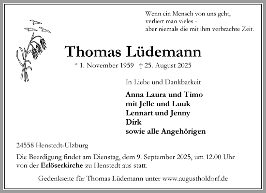 Traueranzeige von Thomas Lüdemann von Umschau