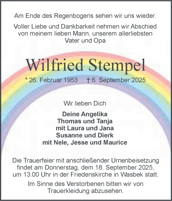 Traueranzeige von Wilfried Stempel von Holsteinischer Courier