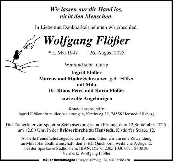 Traueranzeige von Wolfgang Flößer von Umschau