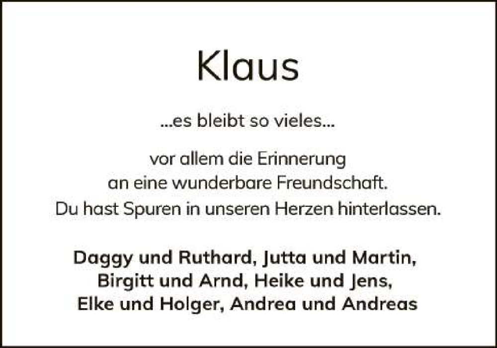  Traueranzeige für Klaus Giese vom 24.01.2026 aus 