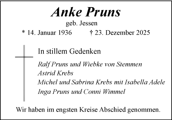 Traueranzeige von Anke Pruns von Elmshorner Nachrichten, Barmstedter Zeitung