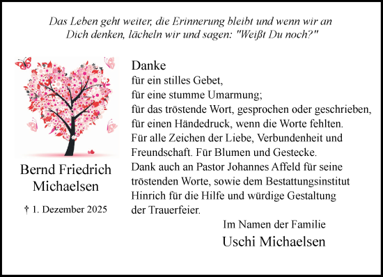 Traueranzeige von Bernd Friedrich von Uetersener Nachrichten, Der tip am Wochenende