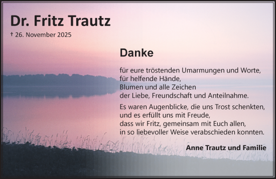 Traueranzeige von Fritz Trautz von MARKT Bad Oldesloe/Reinfeld und Stormarner Tageblatt