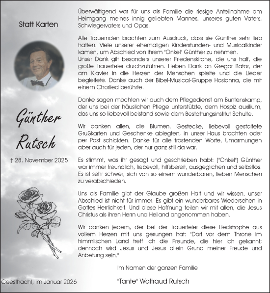 Traueranzeige von Günther Rutsch von Wochenend Anzeiger