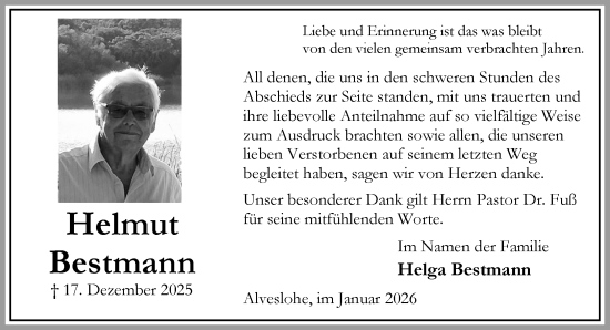Traueranzeige von Helga Bestmann von Umschau